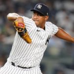 
              New York Yankees' Wandy Peralta pitches during the ninth inning of a baseball game against the Seattle Mariners, Monday, Aug. 1, 2022, in New York. (AP Photo/Frank Franklin II)
            