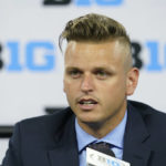 
              FILE - Rutgers punter Adam Korsak talks to reporters during an NCAA college football news conference at the Big Ten Conference media days, at Lucas Oil Stadium, Wednesday, July 27, 2022, in Indianapolis. Korsak was named to the Associated Press preseason All-America team, Monday, Aug. 22, 2022. (AP Photo/Darron Cummings, File)
            