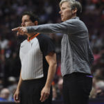 
              Phoenix Mercury coach Vanessa Nygaard makes a point to official Roy Gulbeyan during the team's WNBA basketball game against the Connecticut Sun on Tuesday, Aug. 2, 2022, in Uncasville, Conn. (Sean D. Elliot/The Day via AP)
            