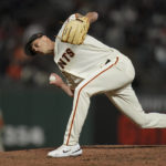 
              San Francisco Giants' Tyler Rogers pitches against the Arizona Diamondbacks during the seventh inning of a baseball game in San Francisco, Monday, Aug. 15, 2022. (AP Photo/Godofredo A. Vásquez)
            