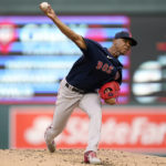
              Boston Red Sox starting pitcher Brayan Bello delivers during the first inning of a baseball game against the Minnesota Twins, Monday, Aug. 29, 2022, in Minneapolis. (AP Photo/Abbie Parr)
            