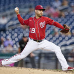 
              Washington Nationals starting pitcher Anibal Sanchez throws during the third inning of a baseball game against the Oakland Athletics at Nationals Park, Wednesday, Aug. 31, 2022, in Washington. (AP Photo/Alex Brandon)
            