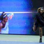 
              Serena Williams, of the United States, warms up before playing against Anett Kontaveit, of Estonia, during the second round of the U.S. Open tennis championships, Wednesday, Aug. 31, 2022, in New York. (AP Photo/Seth Wenig)
            