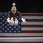 
              Jade Carey competes on the uneven bars during the U.S. Gymnastics Championships Friday, Aug. 19, 2022, in Tampa, Fla.(AP hoto/Mike Carlson)
            