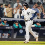 
              New York Yankees' Jose Trevino runs the bases after hitting a home run during the eighth inning of a baseball game against the Seattle Mariners, Monday, Aug. 1, 2022, in New York. (AP Photo/Frank Franklin II)
            