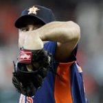 
              Houston Astros starting pitcher Justin Verlander throws against the Baltimore Orioles during the first inning of a baseball game Sunday, Aug. 28, 2022, in Houston. (AP Photo/David J. Phillip)
            