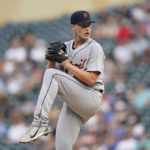 
              Detroit Tigers starting pitcher Matt Manning winds up during the second inning of the team's baseball game against the Minnesota Twins on Tuesday, Aug. 2, 2022, in Minneapolis. (AP Photo/Abbie Parr)
            