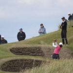 
              Thailand's Pajaree Anannarukarn plays her shot from the 13th green bunker during the second round of the Women's British Open golf championship, in Muirfield, Scotland Friday, Aug. 5, 2022. (AP Photo/Scott Heppell)
            