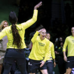 
              Seattle Storm guard Sue Bird (10) is introduced before Game 1 of the team's WNBA basketball first-round playoff series against the Washington Mystics on Thursday, Aug. 18, 2022, in Seattle. (AP Photo/Lindsey Wasson)
            