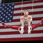 
              Brody Malone competes on the rings during the U.S. Gymnastics Championships, Saturday, Aug. 20, 2022, in Tampa, Fla.(AP Photo/Mike Carlson)
            