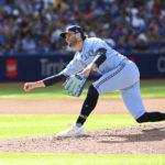 
              Toronto Blue Jays relief pitcher Adam Cimber throws to a Cleveland Guardians batter during the sixth inning of a baseball game in Toronto on Saturday, Aug. 13, 2022. (Jon Blacker/The Canadian Press via AP)
            