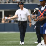 
              Chicago Bears head coach Matt Eberflus gestures from the sideline during the first half of a preseason NFL football game against the Seattle Seahawks, Thursday, Aug. 18, 2022, in Seattle. (AP Photo/Caean Couto)
            