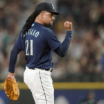 
              Seattle Mariners starting pitcher Luis Castillo pumps his fist after the top of the seventh inning of the team's baseball game against the New York Yankees, Tuesday, Aug. 9, 2022, in Seattle. (AP Photo/Ted S. Warren)
            