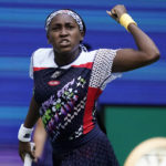 
              Coco Gauff, of the United States, reacts during a match against Elena Gabriel Ruse, of Romania, during the second round of the US Open tennis championships, Wednesday, Aug. 31, 2022, in New York. (AP Photo/Julia Nikhinson)
            