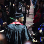 
              Golden State Warriors Stephen Curry arrives for his graduation ceremony at Davidson College on Wednesday, Aug. 31, 2022, in Davidson, N.C. Curry was also inducted into the school's Hall of Fame and his number and jersey were retired during the event. (AP Photo/Chris Carlson)
            