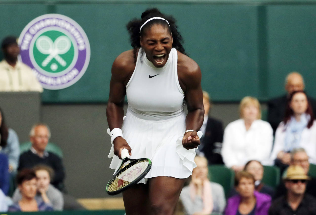 FILE - Serena Williams, of the United States  celebrates a point against compatriot Christina McHal...
