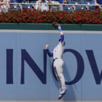 
              Chicago Cubs left fielder Ian Happ (8) catches a ball during the third inning of a baseball game against Washington Nationals at Nationals Park Wednesday, Aug. 17, 2022, in Washington. (AP Photo/Andrew Harnik)
            
