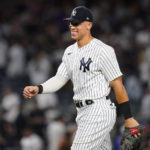 
              New York Yankees' Aaron Judge smiles after a baseball game against the New York Mets Tuesday, Aug. 23, 2022, in New York. The Yankees won 4-2. (AP Photo/Frank Franklin II)
            