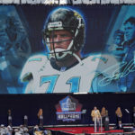 
              Former NFL player Tony Boselli speaks during his induction into the Pro Football Hall of Fame, Saturday, Aug. 6, 2022, in Canton, Ohio. (AP Photo/Gene J. Puskar)
            