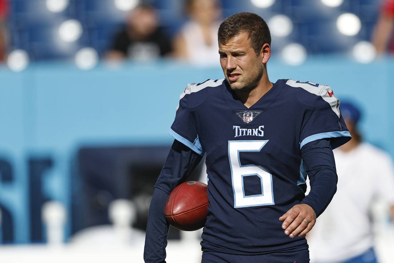 FILE - Tennessee Titans punter Brett Kern (6) is seen before their game against the Tampa Bay Bucca...