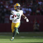 
              Green Bay Packers wide receiver Amari Rodgers (8) runs against the San Francisco 49ers during the first half of an NFL preseason football game in Santa Clara, Calif., Friday, Aug. 12, 2022. (AP Photo/Jed Jacobsohn)
            