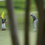 
              Scott Stallings putts on the seventh green during the first round of the St. Jude Championship golf tournament Thursday, Aug. 11, 2022, in Memphis, Tenn. (AP Photo/Mark Humphrey)
            