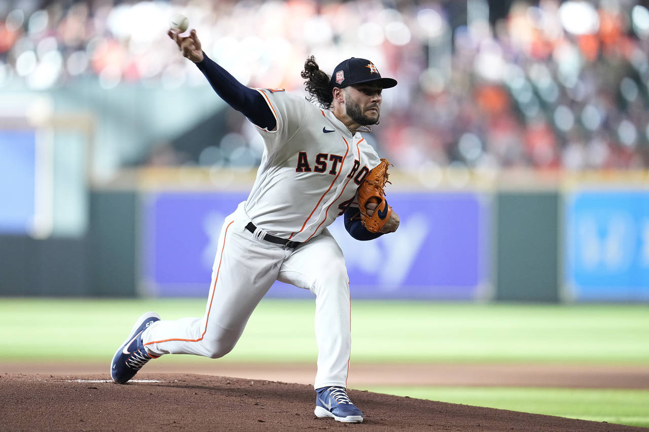 Houston Astros starting pitcher Lance McCullers Jr. delivers during the first inning of a baseball ...