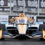 
              Felix Rosenqvist drives during a practice session for the Music City Grand Prix auto race Saturday, Aug. 6, 2022, in Nashville, Tenn. The Music City Grand Prix is scheduled for Sunday, Aug. 7. (AP Photo/Mark Humphrey)
            