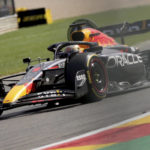 
              Red Bull driver Max Verstappen of the Netherlands steers his car during the Formula One Grand Prix at the Spa-Francorchamps racetrack in Spa, Belgium, Sunday, Aug. 28, 2022. (AP Photo/Olivier Matthys)
            