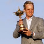 
              FILE - Europe's Luke Donald holds the Ryder Cup after Europe defeated the United States on the final day of the 2010 Ryder Cup golf matches at the Celtic Manor Resort in Newport, Wales, on Oct. 4, 2010. Donald has been selected Ryder Cup captain for Europe, taking over for Henrik Stenson after the Swede was stripped of the job for signing on with the Saudi-funded LIV Golf series. (AP Photo/Alastair Grant, File)
            
