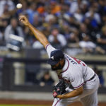 
              Atlanta Braves' Kenley Jansen pitches during the ninth inning of the team's baseball game against the New York Mets on Friday, Aug. 5, 2022, in New York. The Braves won 9-6. (AP Photo/Frank Franklin II)
            