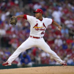 
              St. Louis Cardinals starting pitcher Jose Quintana throws during the first inning in the second game of a baseball doubleheader against the Chicago Cubs Thursday, Aug. 4, 2022, in St. Louis. (AP Photo/Jeff Roberson)
            