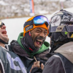 
              London-born Meka Lebohang Ejindu, center, reacts after his run during the Winter Win Slopestyle snowboard and ski competition at the Afriski ski resort near Butha-Buthe, Lesotho, Saturday July 30, 2022. While millions across Europe sweat through a summer of record-breaking heat, Afriski in the Maluti Mountains is Africa's only operating ski resort south of the equator. It draws people from neighboring South Africa and further afield by offering a unique experience to go skiing in southern Africa. (AP Photo/Jerome Delay)
            