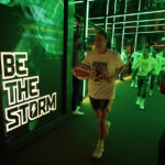 
              Seattle Storm guard Sue Bird, center, walks out of the tunnel before a WNBA basketball game against the Minnesota Lynx, Wednesday, Aug. 3, 2022, in Seattle. Bird is retiring at the end of the 2022 season. (AP Photo/Ted S. Warren)
            