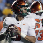 
              Florida A&M quarterback Jeremy Moussa looks to pass against North Carolina during the first half of an NCAA college football game in Chapel Hill, N.C., Saturday, Aug. 27, 2022. (AP Photo/Chris Seward)
            