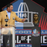 
              Former NFL player Tony Boselli speaks during his induction into the Pro Football Hall of Fame, Saturday, Aug. 6, 2022, in Canton, Ohio. (AP Photo/David Richard)
            