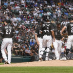 
              Chicago White Sox starting pitcher Lucas Giolito is pulled from the game by manager Tony La Russa during the fourth inning of a baseball game against the Houston Astros Thursday, Aug. 18, 2022, in Chicago. (AP Photo/Charles Rex Arbogast)
            