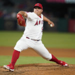 
              Los Angeles Angels starting pitcher Jose Suarez throws to a Seattle Mariners batter during the fifth inning of a baseball game Tuesday, Aug. 16, 2022, in Anaheim, Calif. (AP Photo/Marcio Jose Sanchez)
            