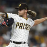 
              San Diego Padres starting pitcher Josh Hader delivers against the San Francisco Giants during the ninth inning of a baseball game, Monday, Aug. 8, 2022, in San Diego. (AP Photo/Mike McGinnis)
            
