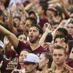 
              Florida State fans cheer before the start of an NCAA college football game against Duquesne, Saturday, Aug. 27, 2022, in Tallahassee, Fla. (AP Photo/Phil Sears)
            