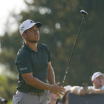 
              Xander Schauffele watches his shot on the 16th tee during the second round of the BMW Championship golf tournament at Wilmington Country Club, Friday, Aug. 19, 2022, in Wilmington, Del. (AP Photo/Julio Cortez)
            