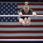 
              Jade Carey competes on the uneven bars during the U.S. Gymnastics Championships on Friday, Aug. 19, 2022, in Tampa, Fla.(AP Photo/Mike Carlson)
            