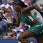 
              Venus Williams, of the United States, chases down a shot from Alison Van Uytvanck, of Belgium, during the first round of the US Open tennis championships, Tuesday, Aug. 30, 2022, in New York. (AP Photo/Julia Nikhinson)
            