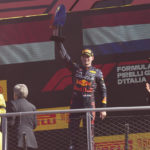 
              Red Bull driver Max Verstappen of the Netherlands celebrates on the podium after winning the Italian Grand Prix race at the Monza racetrack, in Monza, Italy, Sunday, Sept. 11, 2022. (AP Photo/Antonio Calanni)
            