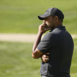 
              Anirban Lahiri, of India, looks on from the 13th green during the second round of the LIV Golf Invitational-Boston tournament, Saturday, Sept. 3, 2022, in Bolton, Mass. (AP Photo/Mary Schwalm)
            
