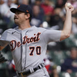 
              Detroit Tigers starting pitcher Tyler Alexander (70) throws the ball against the Chicago White Sox during the first inning of a baseball game Sunday, Sept. 25, 2022, in Chicago. (AP Photo/David Banks)
            
