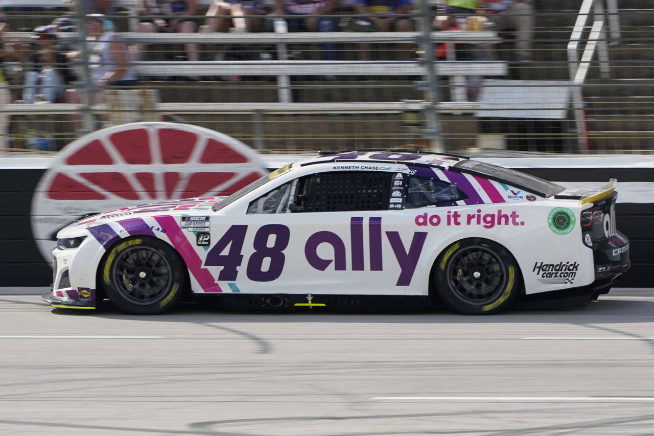 Alex Bowman (48) drives during the NASCAR Cup Series auto race at Texas Motor Speedway in Fort Wort...