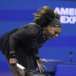 
              Serena Williams, of the United States, reacts during a match against Ajla Tomljanovic, of Australia, during the third round of the U.S. Open tennis championships, Friday, Sept. 2, 2022, in New York. (AP Photo/John Minchillo)
            