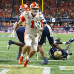 
              Clemson running back Will Shipley (1) rushes for a touchdown in the first half of an NCAA college football game against Georgia Tech, Monday, Sept. 5, 2022, in Atlanta. (AP Photo/Hakim Wright Sr.)
            
