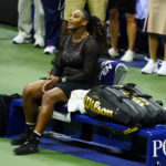 
              Serena Williams, of the United States, sits on the bench after she beat Anett Kontaveit, of Estonia, in the second round of the U.S. Open tennis championships, Wednesday, Aug. 31, 2022, in New York. (AP Photo/Frank Franklin II)
            